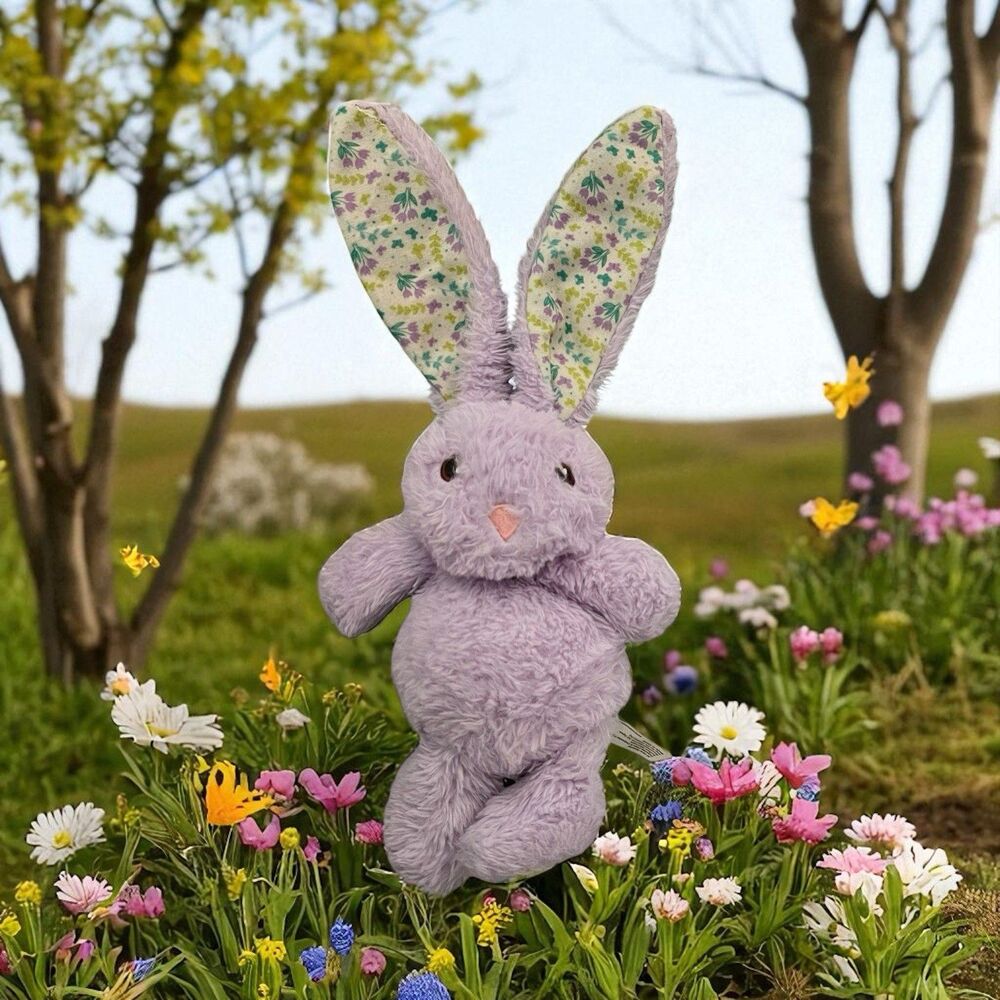 Midwood Brands Purple Bunny Rabbit Plush Stuffed Animal Floral Ears Blue Green